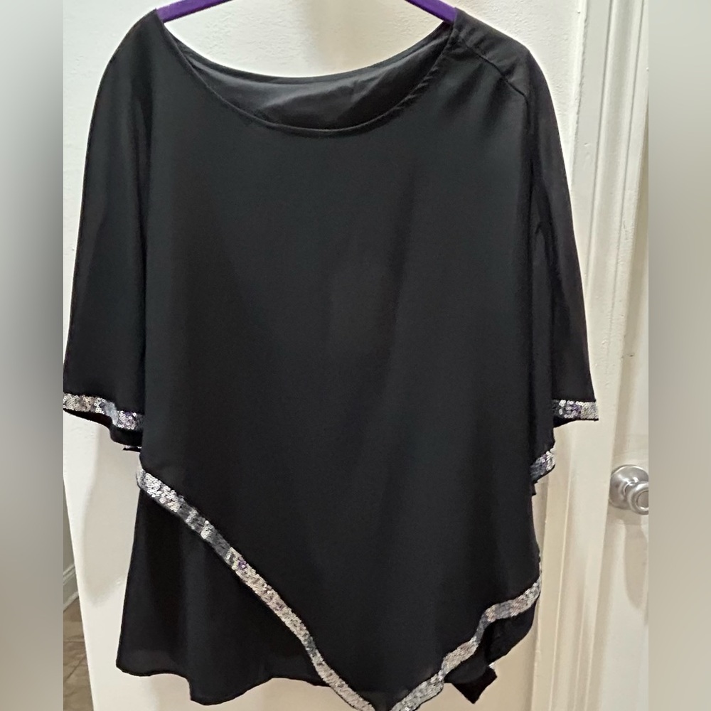 Bloomchic Sequin Patchwork Asymmetrical Dolman Sl… - image 1